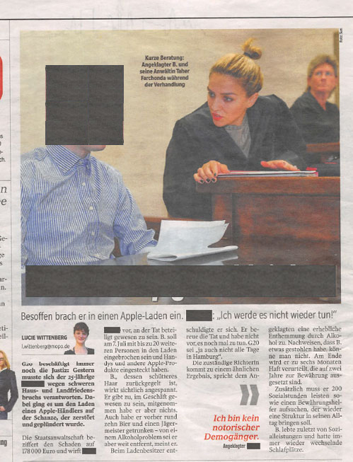 Presseartikel der Hamburger Morgenpost über Strafrechtsanwältin Taher